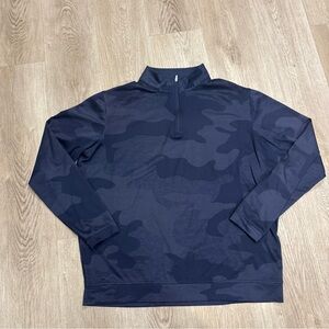 Peter Millar Crown Sport Golf Perth Camo 1/4 Zip Shirt Mens Stretch Blue XL